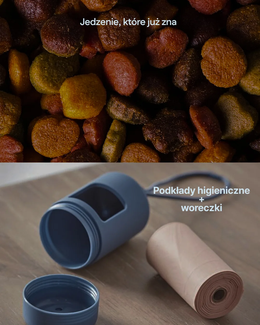 Karma dla szczeniaka oraz podkłady higieniczne i woreczki